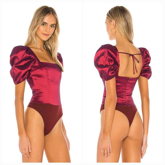 MAJORELLE Cruz Bodysuit in Maroon XS